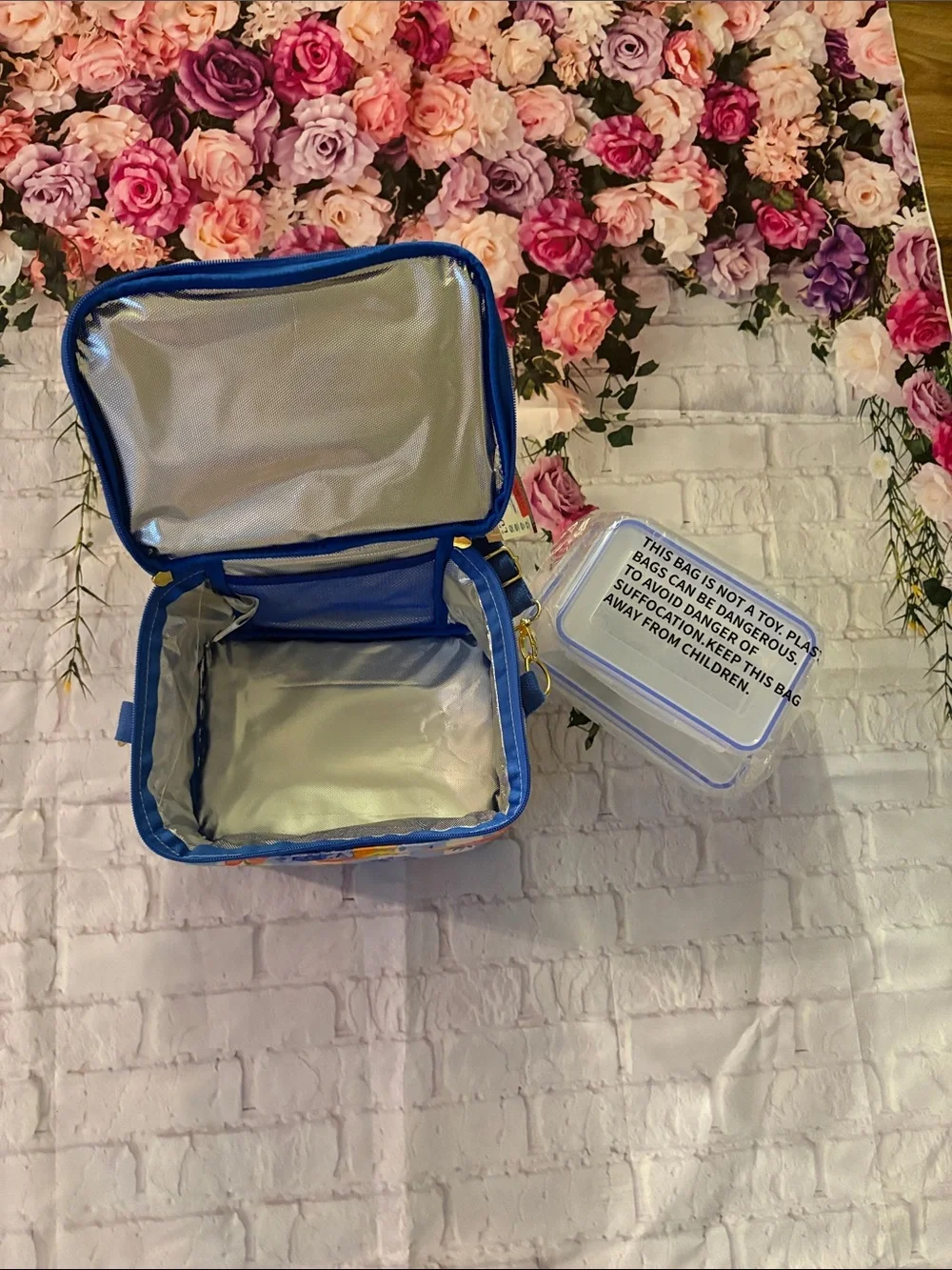 Blue Floral & Citrus Insulated Lunch Tote
